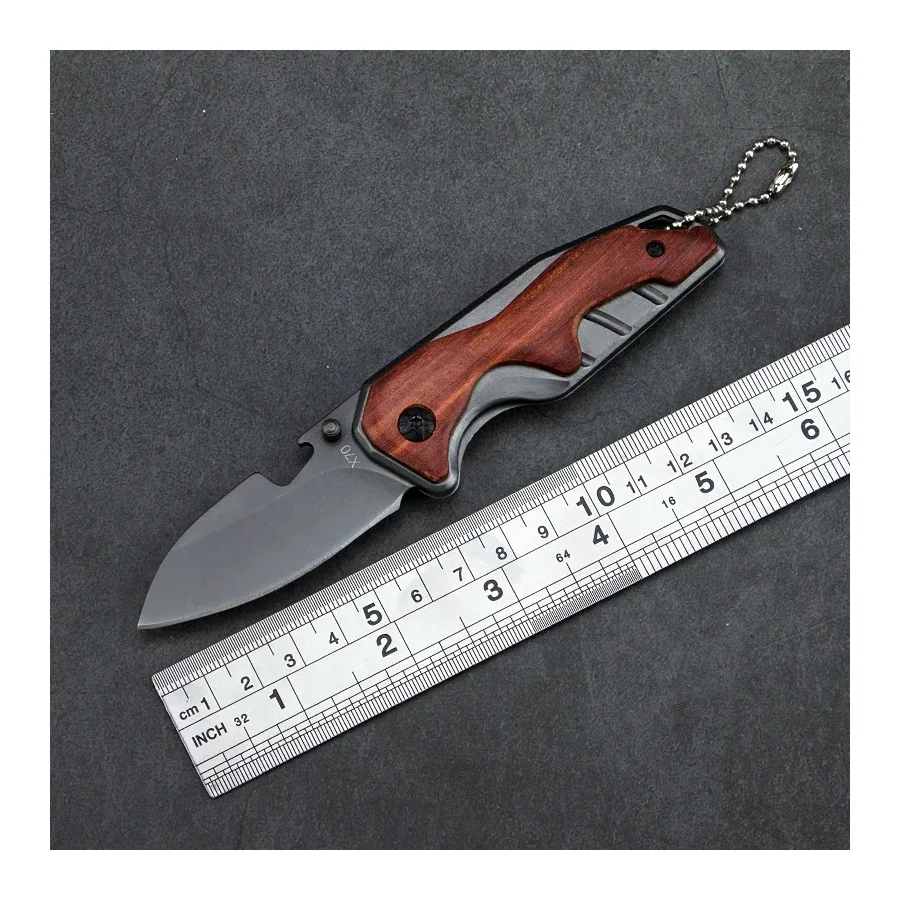 Wooden Handle Folding Knife X70 Stainless Steel Camping Knife