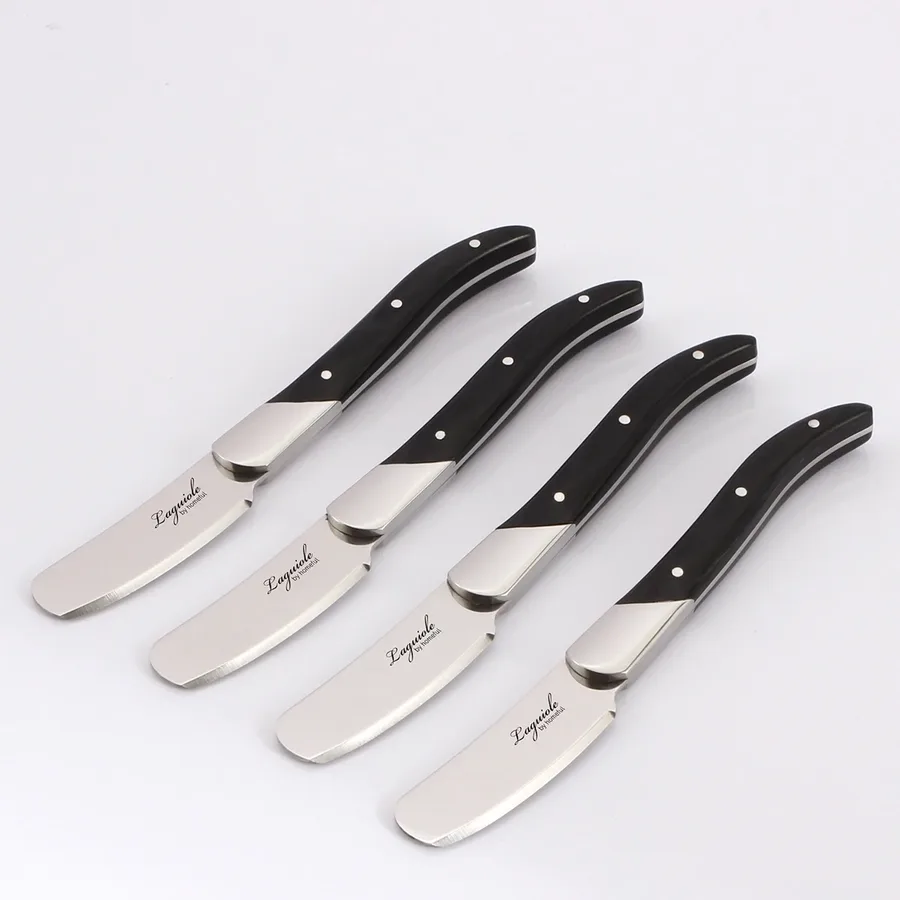 Laguiole Butter Knife Set Of 4 Black Handle- High-end French Cutlery For Restaurants And Hotels