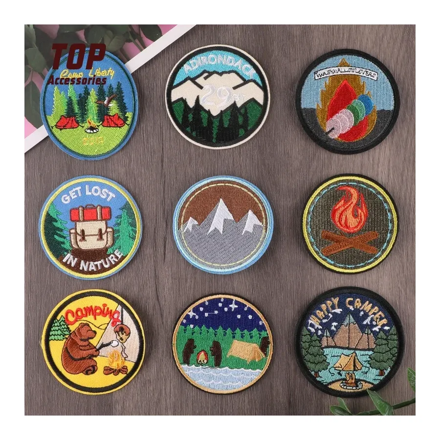 Custom Clothing Patches Embroidery Round Badge Sewing With Cartoon Iron-on Embroidered Techniques OEM Model Number