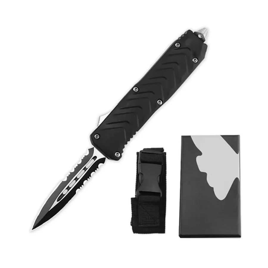 Utility Switchblade Camping Tools Knife - F121double Edge With Teeth