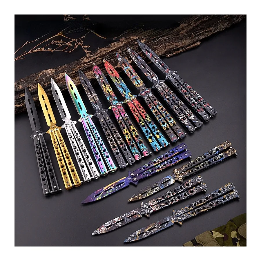 Portable Practice Butterfly Knife Stainless Steel Foldable Butterfly Knife Training Knives Transformable Outdoor Trainer Game