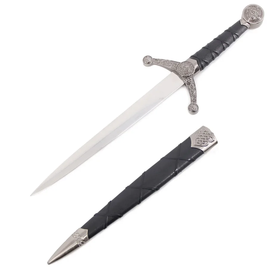 Silver Celtic Knot Dagger With Scabbard