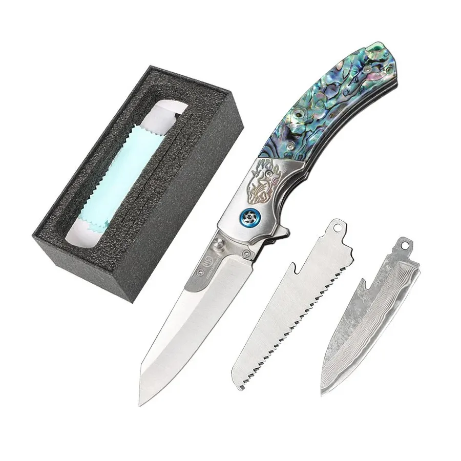 Wilderness Survival Folding Knife Multifunctional Detachable Damascus Folding Knife