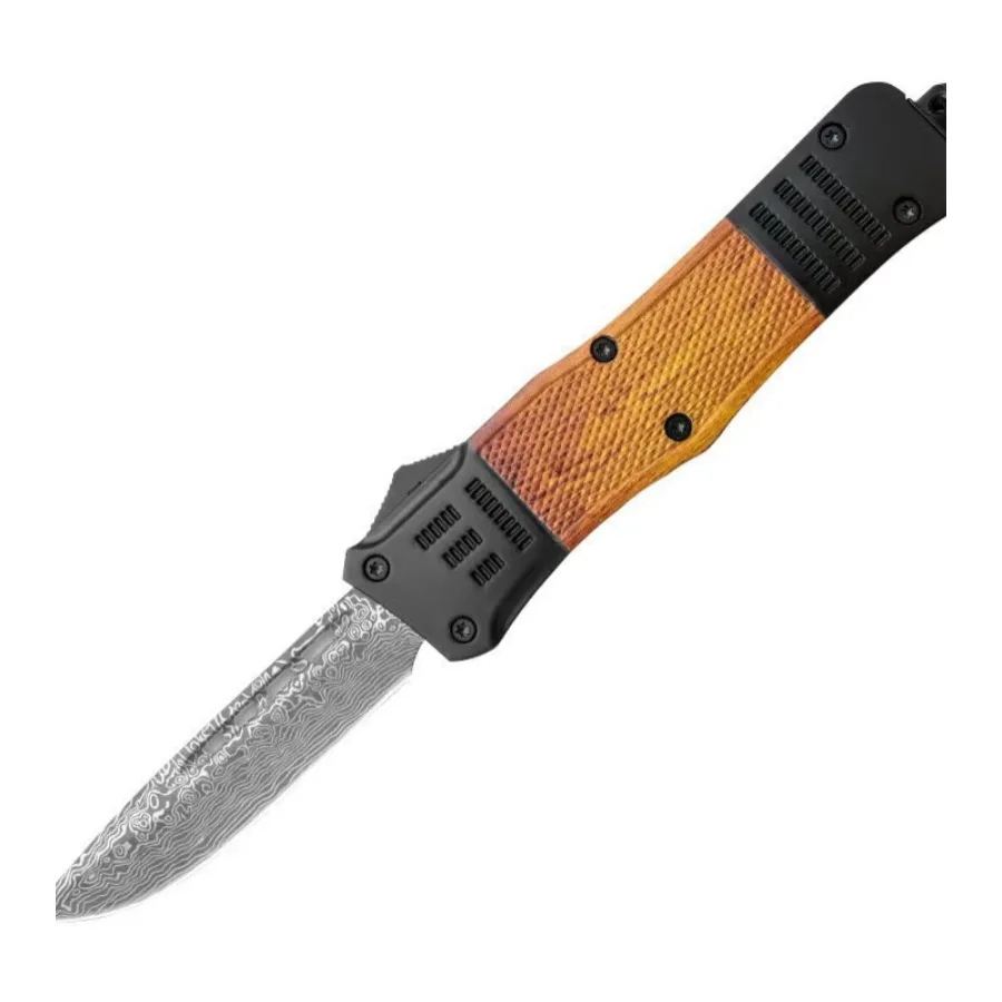 5.5 Inch Wood Grain Corroded Blade Tactics OTF Automatic Knife