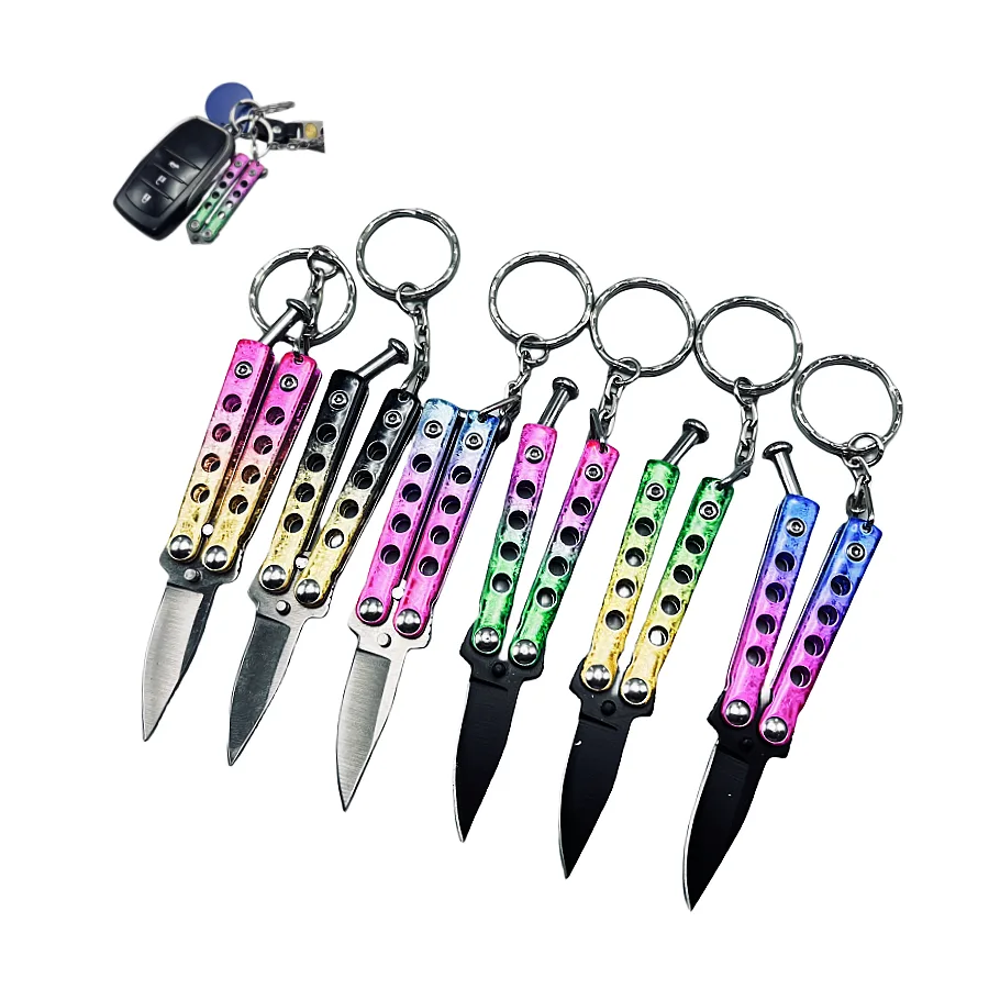 Mini Color Butterfly Knife Keychain Small Balisong
