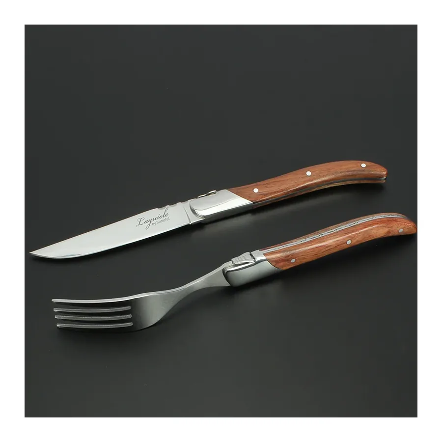 Lagiole Steak Knife And Fork Set Rosewood - Exquisite French Design, Suitable For Catering Industry