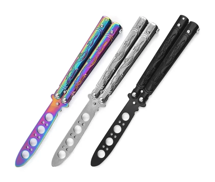 Portable Practice Butterfly Knife Csgo Balisong Trainer Stainless Steel Pocket Foldable Knife Training Tool For Outdoor Games