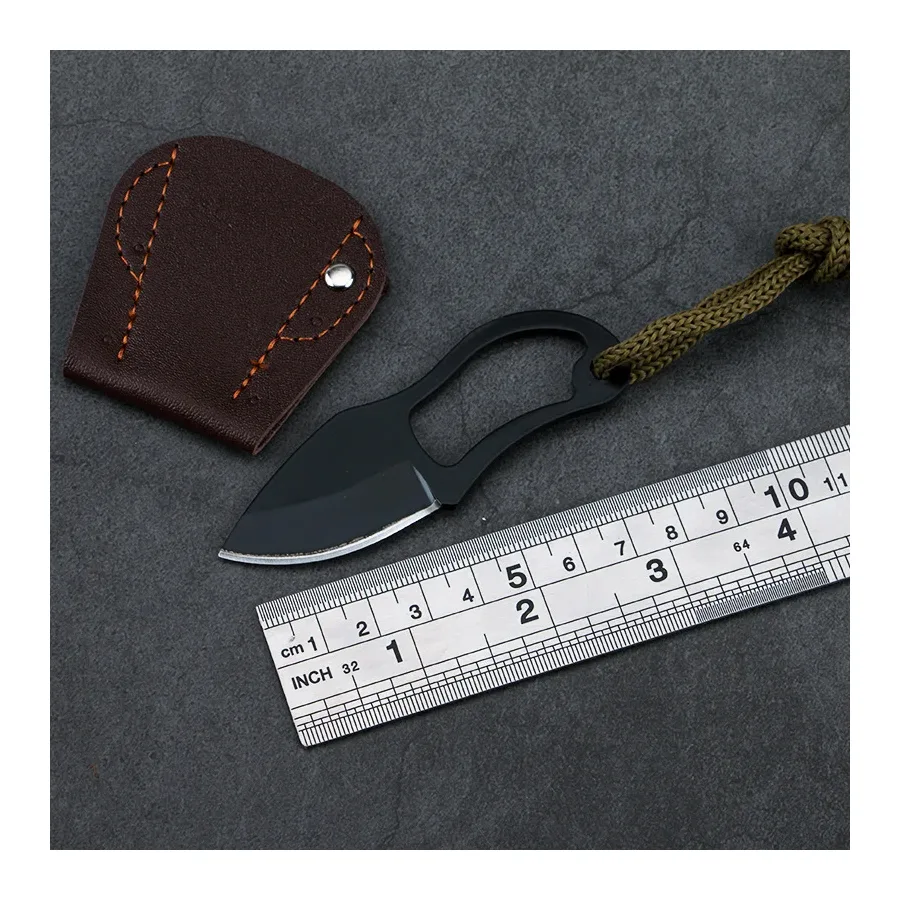 EDC Mini Straight Knife With Leather Cover