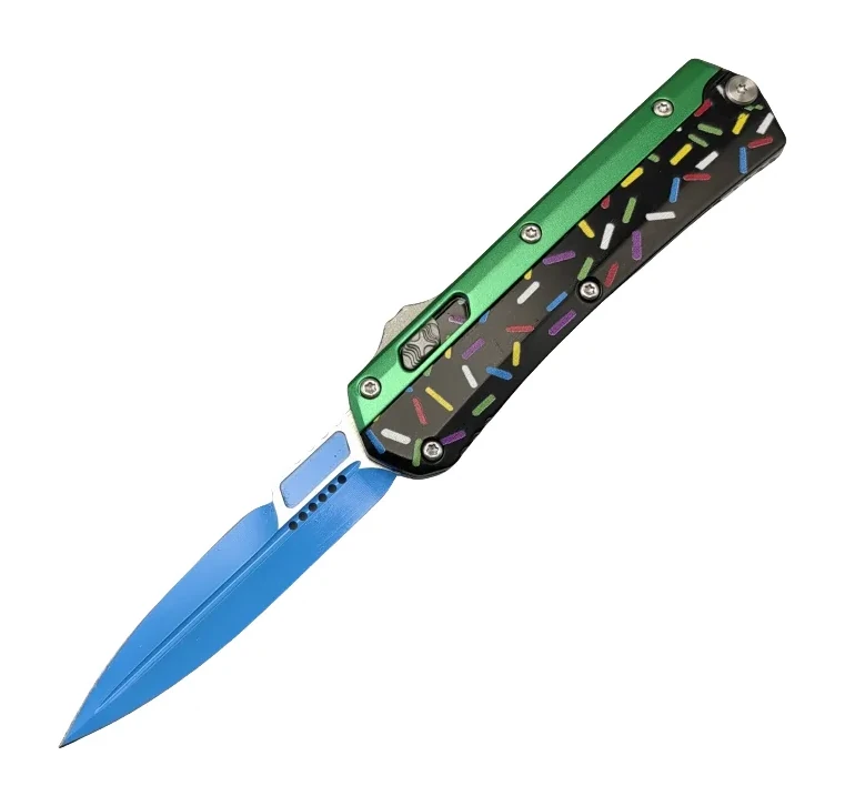 Glykon Dessert Warrior Series Green OTF Knife, High-tech Pocket Knife For Camping And Self-defense, Zinc Aluminum Handle