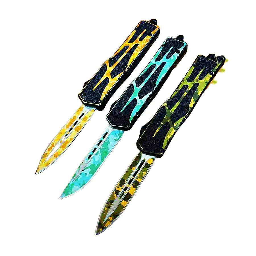 5.75 Inch OTF Pocket Hunting Knives/440 Rounds Black Blade