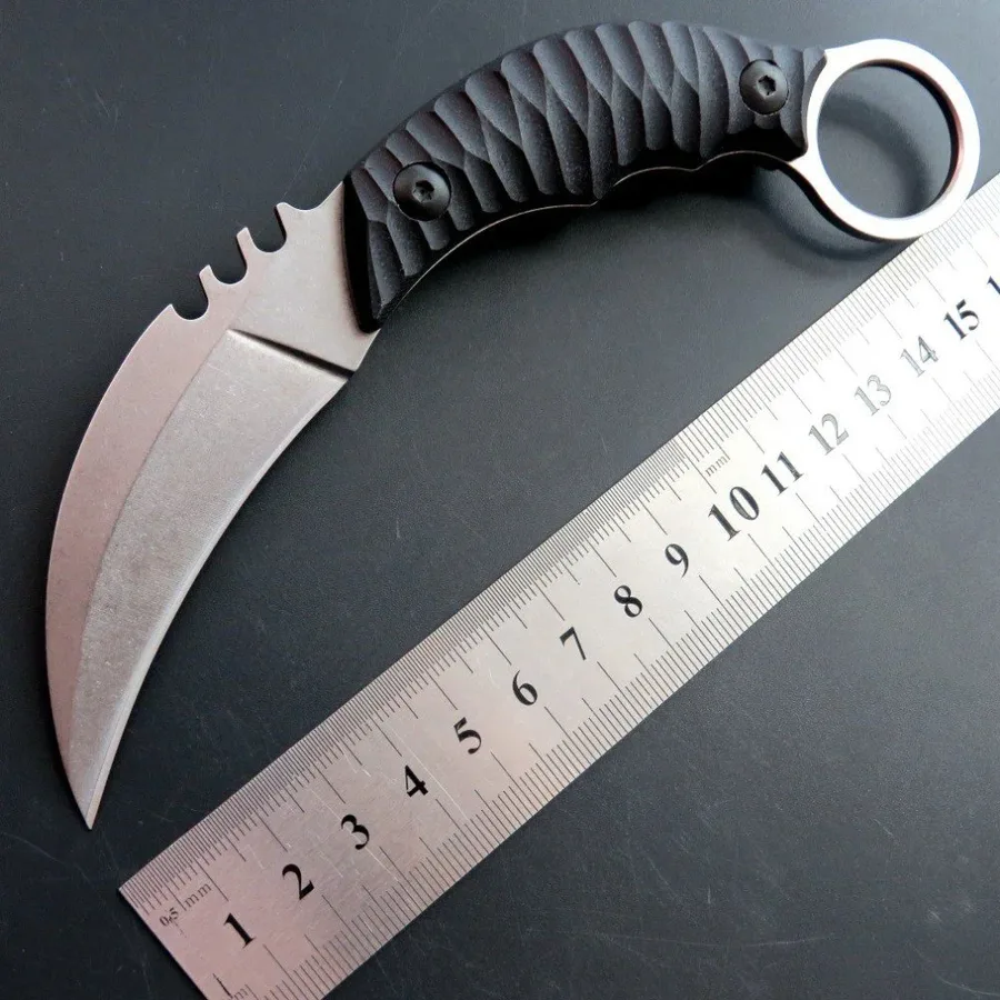 Karambit Knife Handle Claw Knife With KYDEX Sheath Handheld EDC Knife-sliver