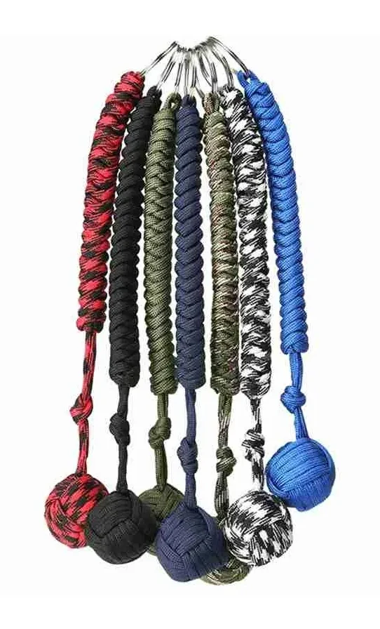 Portable Outdoor Self Defense Survive Hanging Knot Ball Hand Weaving Umbrella Rope Body Self-defense Ball Key Chain Pendant