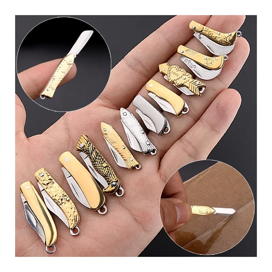 Mini Pocket Folding Knife Small Utility Knife Portable Self-defense Keychain Knife Craft Wrapping Box Paper Envelope Cutter