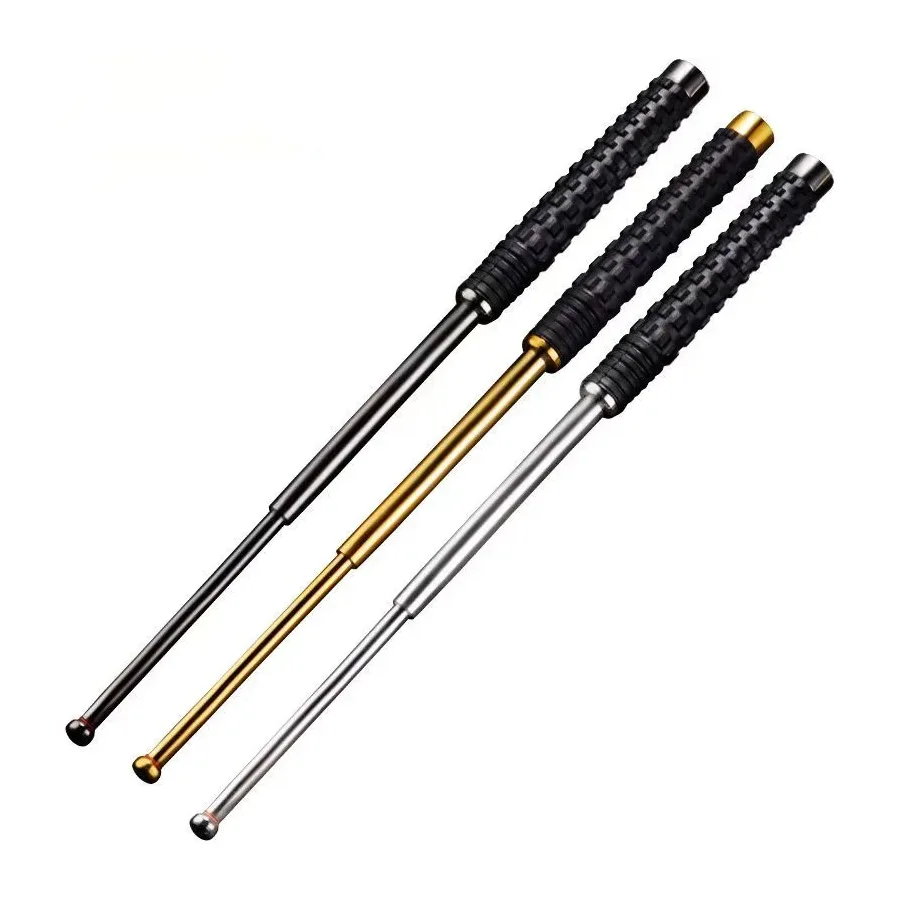Three-section Alloy Steel Baton Telescopic Baton Self-defense Weapon Vehicle-mounted Riot Control Campus Security Equipment Supplies